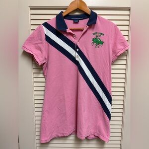 Ralph Lauren Sport Womens XL Polo Shirt Rugby Stripe Embroidered Logo Vintage